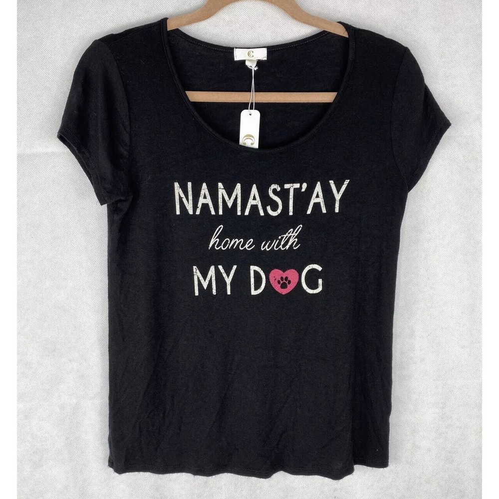Charming Charlie Sz S Namast’ay Home With My Dog T-Shirt